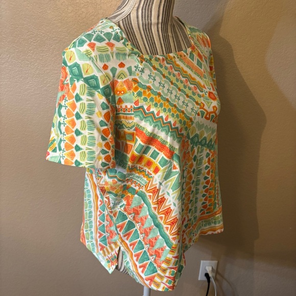 Alfred Dunner Orange and Blue Graphic Short Sleeve Tee - Picture 5 of 15